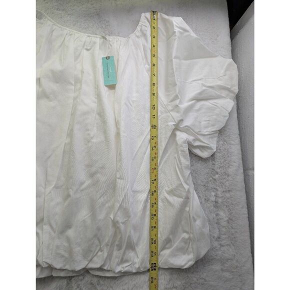 Anthropologie Pleated Puff Sleeve White Top Blouse Plus size 3X NWT - Picture 10 of 12